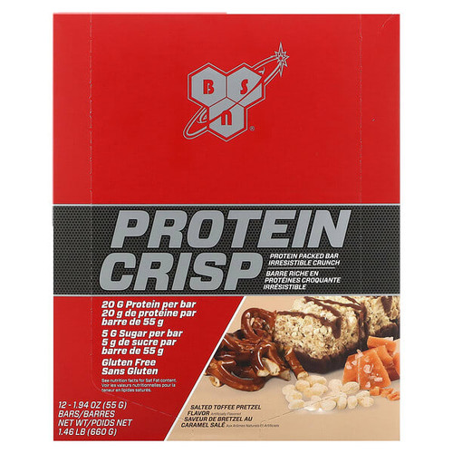 <img alt="BSN, Protein Crisp, Salted Toffee Pretzel, 12 Bars, 1.94 oz (55 g) Each" title="BSN, Protein Crisp, Salted Toffee Pretzel, 12 Bars, 1.94 oz (55 g) Each,834266906932"