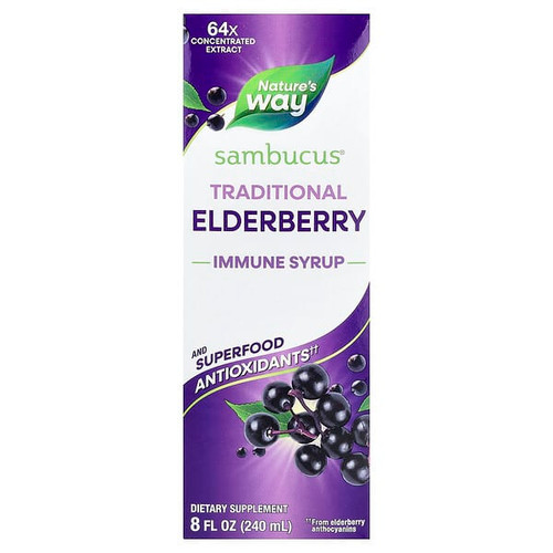 <img alt="Natures Way, Sambucus, Traditional Immune Syrup, Elderberry, 8 fl oz (240 ml)" title="Natures Way, Sambucus, Traditional Immune Syrup, Elderberry, 8 fl oz (240 ml),033674153321"