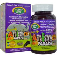Natures Plus, Source of Life, Animal Parade, Sugar Free Childrens Chewable, Natural Grape Flavor, 90 Animals