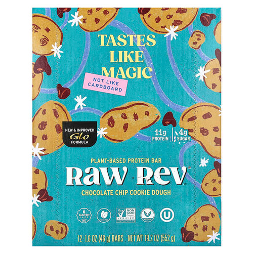 <img alt="Raw Rev, Plant-Based Protein Bar, Chocolate Chip Cookie Dough, 12 Bars, 1.6 oz (46 g) Each" title="Raw Rev, Plant-Based Protein Bar, Chocolate Chip Cookie Dough, 12 Bars, 1.6 oz (46 g) Each,899587003227"