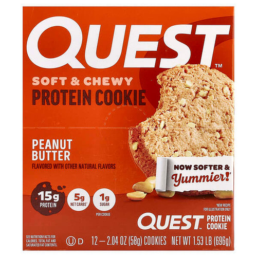 <img alt="Quest Nutrition, Protein Cookie, Peanut Butter, 12 Cookies, 2.04 oz (58 g) Each" title="Quest Nutrition, Protein Cookie, Peanut Butter, 12 Cookies, 2.04 oz (58 g) Each,888849006052"