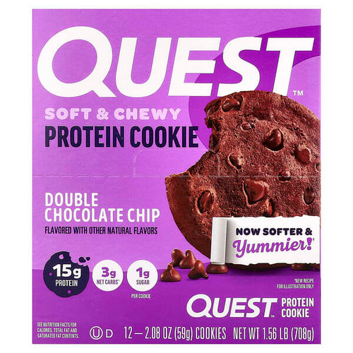 <img alt="Quest Nutrition, Protein Cookie, Double Chocolate Chip, 12 Cookies, 2.08 oz (59 g) Each" title="Quest Nutrition, Protein Cookie, Double Chocolate Chip, 12 Cookies, 2.08 oz (59 g) Each,888849006021"