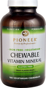 Pioneer Vitamin Mineral Chewables Iron Free Fruit - 180 Vegetarian Chewables