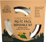 EcoSouLife Cornstarch 140 Piece Pack Disposable Dishes Set - 1 Set