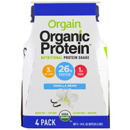 Orgain, Organic Protein Nutritional Protein Shake, Vanilla Bean Flavor, 4 Pack, 14 fl oz (414 ml) Each