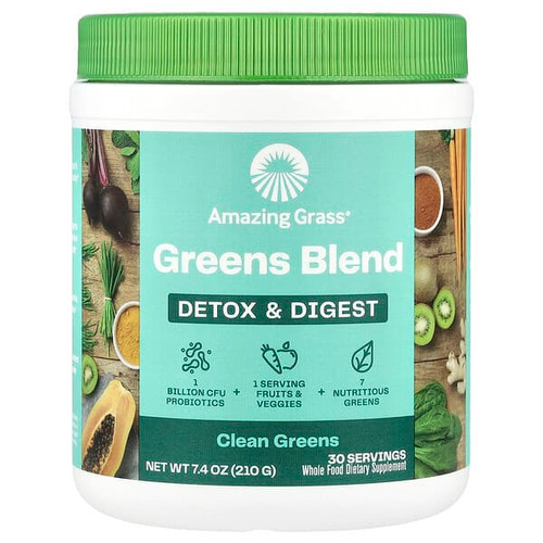 <img alt="Amazing Grass, Greens Blend, Detox & Digest, Clean Greens, 7.4 oz (210 g)" title="Amazing Grass, Greens Blend, Detox & Digest, Clean Greens, 7.4 oz (210 g),829835004737"