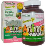 Natures Plus, Source of Life, Animal Parade, Childrens Chewable, Natural Watermelon Flavor, 180 Animal-Shaped Tablets