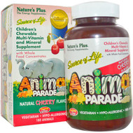 Natures Plus, Source of Life, Animal Parade, Childrens Chewable Multi-Vitamin and Mineral Supplement, Natural Cherry Flavor, 180 Animals