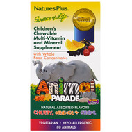 Natures Plus, Animal Parade, Childrens Chewable Multi-Vitamin and Mineral, Assorted Flavors, 180 Animal-Shaped Tablets
