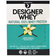 Designer Protein, Designer Whey, Natural 100% Whey Protein, French Vanilla, 12 Packs, 1.09 oz (31 g) Each