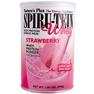 Natures Plus, Spiru-Tein Whey, High Protein Energy Meal, Strawberry, 1.08 lbs. (490 g)