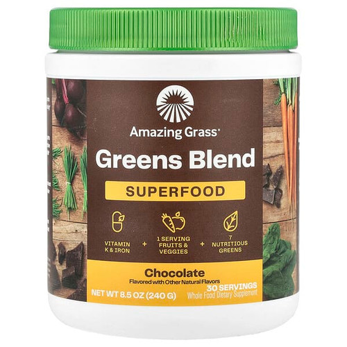 <img alt="Amazing Grass, Greens Blend, Superfood, Chocolate, 8.5 oz (240 g)" title="Amazing Grass, Greens Blend, Superfood, Chocolate, 8.5 oz (240 g),829835933006"