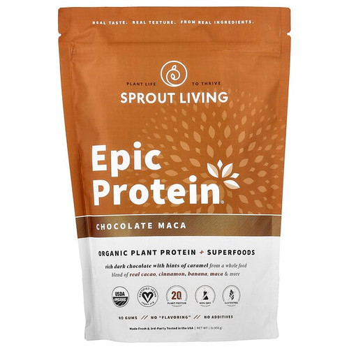 <img alt="Sprout Living, Epic Protein, Organic Plant Protein + Superfoods, Chocolate Maca, 1 lb (456 g)" title="Sprout Living, Epic Protein, Organic Plant Protein + Superfoods, Chocolate Maca, 1 lb (456 g),852457007060"