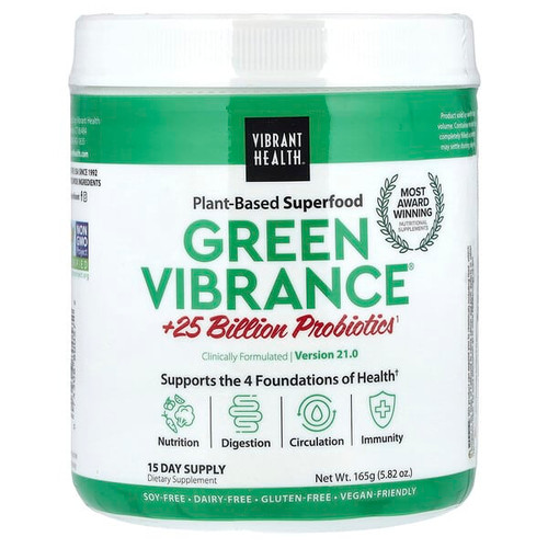 <img alt="Vibrant Health, Green Vibrance +25 Billion Probiotics, Version 21.0, 5.82 oz (165 g)" title="Vibrant Health, Green Vibrance +25 Billion Probiotics, Version 21.0, 5.82 oz (165 g),074306800572"