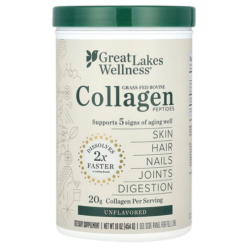 <img alt="Great Lakes Wellness, Grass-Fed Bovine Collagen Peptides, Unflavored, 16 oz (454 g)" title="Great Lakes Wellness, Grass-Fed Bovine Collagen Peptides, Unflavored, 16 oz (454 g),322654002125"
