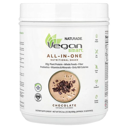 <img alt="VeganSmart, All-In-One Nutritional Shake, Chocolate, 1.5 lb (690 g)" title="VeganSmart, All-In-One Nutritional Shake, Chocolate, 1.5 lb (690 g),079911028038"