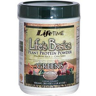 Life Time, Lifes Basics Plant Protein Powder, with Greens, 20.5 oz (1 lb 4.5 oz)