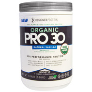 Designer Protein, Organic, Pro 30, Natural Vanilla, 1.29 lbs (586 g)