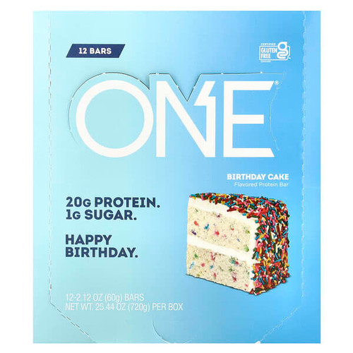 <img alt="One Brands, Protein Bar, Birthday Cake, 12 Bars, 2.12 oz (60 g) Each" title="One Brands, Protein Bar, Birthday Cake, 12 Bars, 2.12 oz (60 g) Each,788434108096"