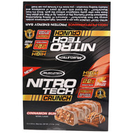 Muscletech, Nitro Tech Crunch Bars, Cinnamon Bun, 12 Bars, 2.29 oz (65 g) Each