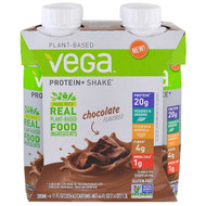 Vega, Protein + Shake, Chocolate, 4 Pack, 11 fl oz (325 ml) Each
