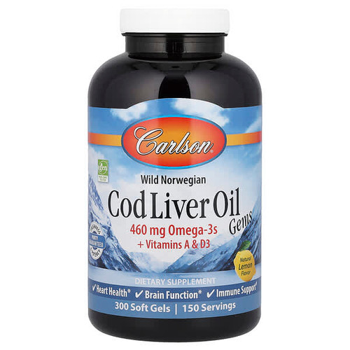 <img alt="Carlson, Wild Norwegian, Cod Liver Oil Gems, Natural Lemon, 300 Soft Gels" title="Carlson, Wild Norwegian, Cod Liver Oil Gems, Natural Lemon, 300 Soft Gels,088395013836"