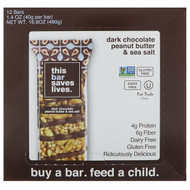 This Bar Saves Lives, Dark Chocolate Peanut Butter & Sea Salt, 12 Bars, 1.4 oz (40 g) Each