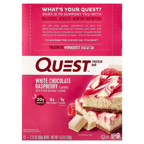 <img alt="Quest Nutrition, Protein Bar, White Chocolate Raspberry, 12 Bars, 2.12 oz (60 g) Each" title="Quest Nutrition, Protein Bar, White Chocolate Raspberry, 12 Bars, 2.12 oz (60 g) Each,888849000227"