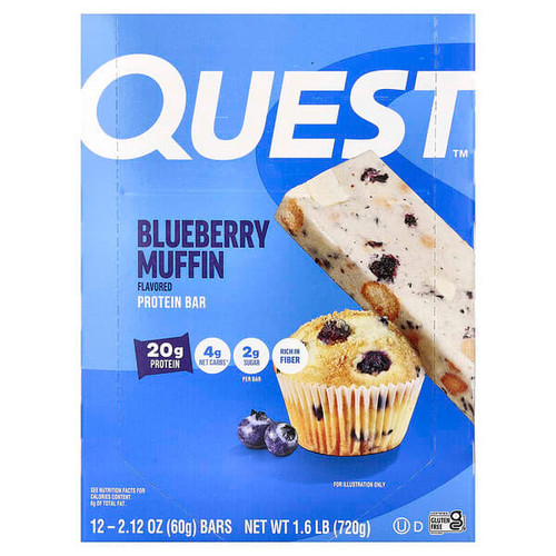 <img alt="Quest Nutrition, Protein Bar, Blueberry Muffin, 12 Bars, 2.12 oz (60 g) Each" title="Quest Nutrition, Protein Bar, Blueberry Muffin, 12 Bars, 2.12 oz (60 g) Each,888849004638"