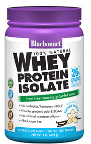 Bluebonnet Nutrition 100% Natural Whey Protein Isolate Natural French Vanilla -- 1 lbs