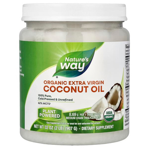 <img alt="Natures Way, Organic Extra Virgin Coconut Oil, 32 oz (907 g)" title="Natures Way, Organic Extra Virgin Coconut Oil, 32 oz (907 g),033674156599"