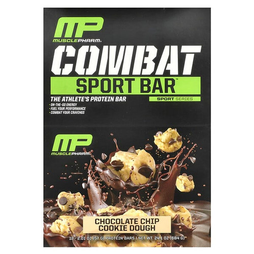 <img alt="MusclePharm, Combat Sport Bar, Chocolate Chip Cookie Dough, 12 Bars, 2.01 oz (57 g) Each" title="MusclePharm, Combat Sport Bar, Chocolate Chip Cookie Dough, 12 Bars, 2.01 oz (57 g) Each,713757372237"
