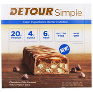 Detour, Simple, Whey Protein Bar, Chocolate Chip Caramel, 12 Bars, 2.1 oz (60 g) Each