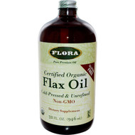 Flora, Certified Organic Flax Oil, 32 fl oz (946 ml)