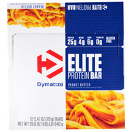 Dymatize Nutrition, Elite Protein Bar, Peanut Butter, 12 Bars, 2.47 oz (70 g)