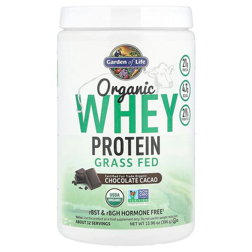 <img alt="Garden of Life, Organic Whey Protein, Grass-Fed, Chocolate Cacao, 13.96 oz (396 g)" title="Garden of Life, Organic Whey Protein, Grass-Fed, Chocolate Cacao, 13.96 oz (396 g),658010121224"