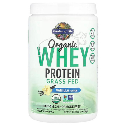 <img alt="Garden of Life, Organic Whey Protein, Grass-Fed, Vanilla, 13.33 oz (378 g)" title="Garden of Life, Organic Whey Protein, Grass-Fed, Vanilla, 13.33 oz (378 g),658010121262"