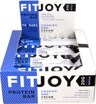 FITJOY, Protein Bar, Cookies and Cream, 12 Bars, 2.11 oz (60 g) Each