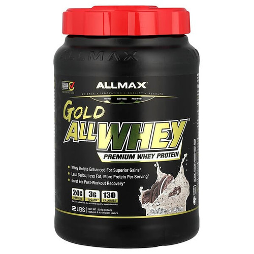<img alt="ALLMAX, GOLD ALLWHEY, Premium Whey Protein, Cookies & Cream, 32 oz (907 g)" title="ALLMAX, GOLD ALLWHEY, Premium Whey Protein, Cookies & Cream, 32 oz (907 g),665553224985"