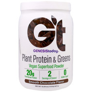 Genesis Today, Plant Protein & Greens, Vegan Superfood Powder, Smooth Chocolate Flavor, 18.59 oz (527 g)
