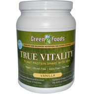 Green Foods , True Vitality, Plant Protein Shake with DHA, Vanilla, 1.57 lbs (714 g)