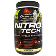 Muscletech, Nitro Tech, Whey Isolate + Lean MuscleBuilder, Vanilla, 2.00 lbs (907 g)