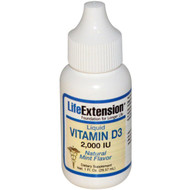Life Extension, Liquid Vitamin D3, Natural Mint Flavor, 2,000 IU, 1 fl oz (29.57 ml)