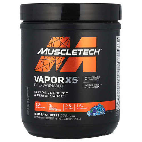 <img alt="MuscleTech, VaporX5, Pre-Workout, Blue Razz Freeze, 9.4 oz (266 g)" title="MuscleTech, VaporX5, Pre-Workout, Blue Razz Freeze, 9.4 oz (266 g),631656710922"