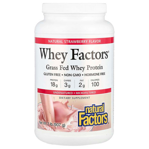 <img alt="Natural Factors, Whey Factors, Grass Fed Whey Protein, Strawberry, 2 lb (907 g)" title="Natural Factors, Whey Factors, Grass Fed Whey Protein, Strawberry, 2 lb (907 g),068958029337"