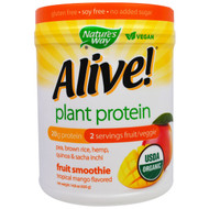 Natures Way, Organic Alive! Plant Protein, Tropical Mango Flavored, 14.8 oz (420 g)