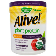Natures Way, Alive, Organic Plant Protein, Fruit Smoothie, Berry Fusion Flavored, 15.5 oz (440 g)