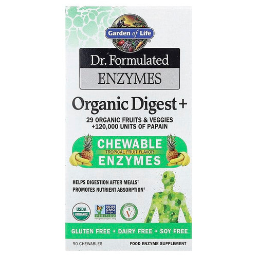 <img alt="Garden of Life, Dr. Formulated Enzymes, Organic Digest+, Tropical Fruit, 90 Chewables" title="Garden of Life, Dr. Formulated Enzymes, Organic Digest+, Tropical Fruit, 90 Chewables,658010118439"