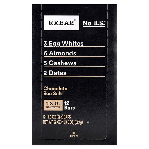 <img alt="RXBAR, Protein Bar, Chocolate Sea Salt, 12 Bars, 1.8 oz (52 g) Each" title="RXBAR, Protein Bar, Chocolate Sea Salt, 12 Bars, 1.8 oz (52 g) Each,857777004300"