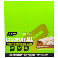 MusclePharm, Combat XL High Protein Bar, Cinnamon Twist, 12 Bars, 38 oz (1080 g)